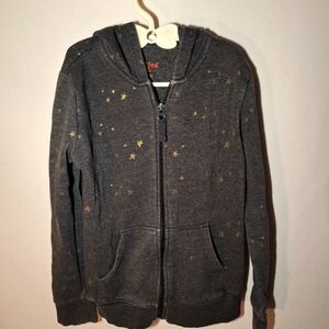 Cat and Jack Girls Full Zip Hoodie Gray and Gold Metallic 7 8